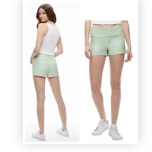 ALICE + OLIVIA Donald High Waisted Faux Leather Shorts Pistachio 12 NWT